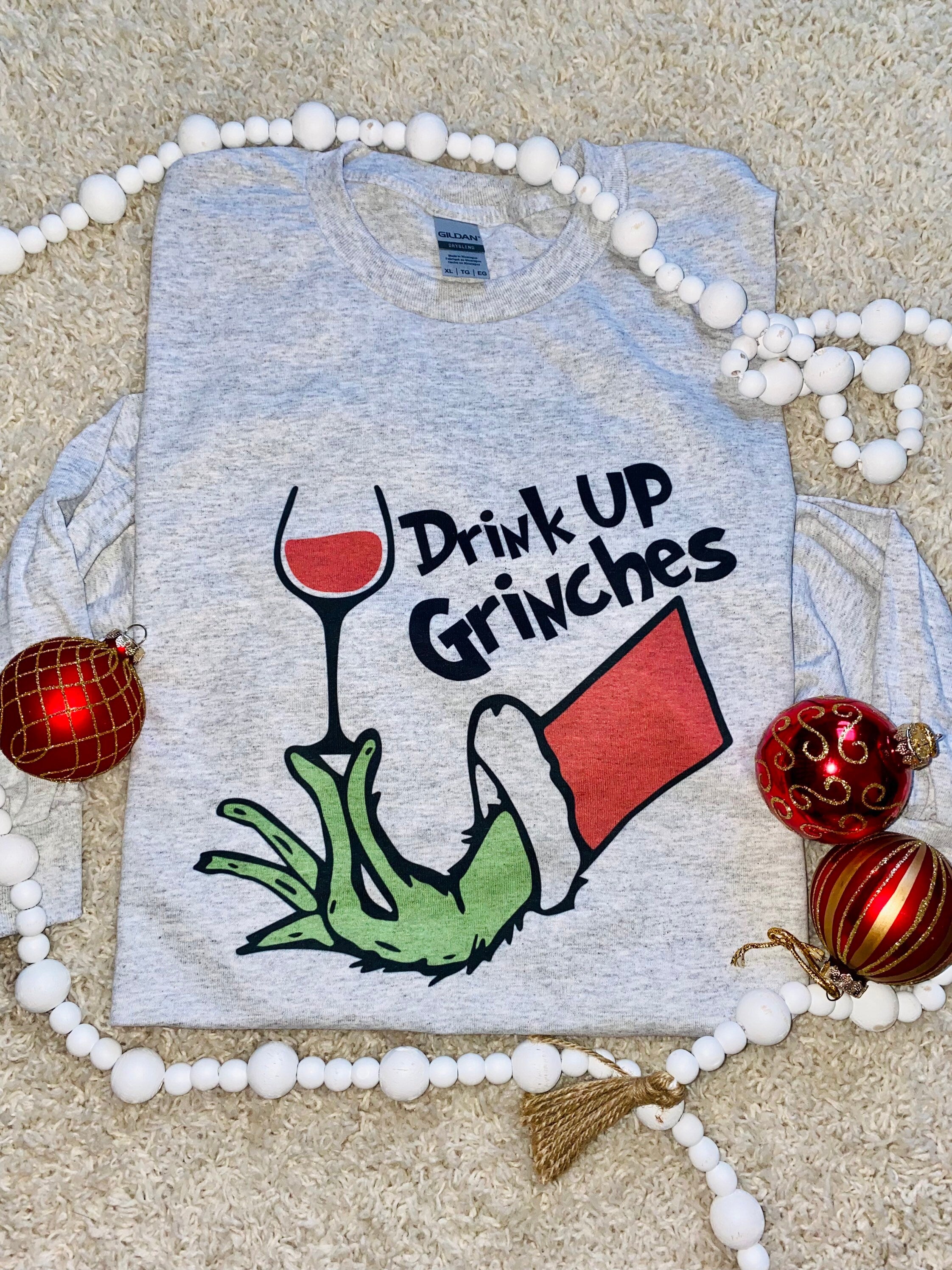 Dink up grinches graphic long sleeve t shirt Christmas funny popular grinch graphic t shirt