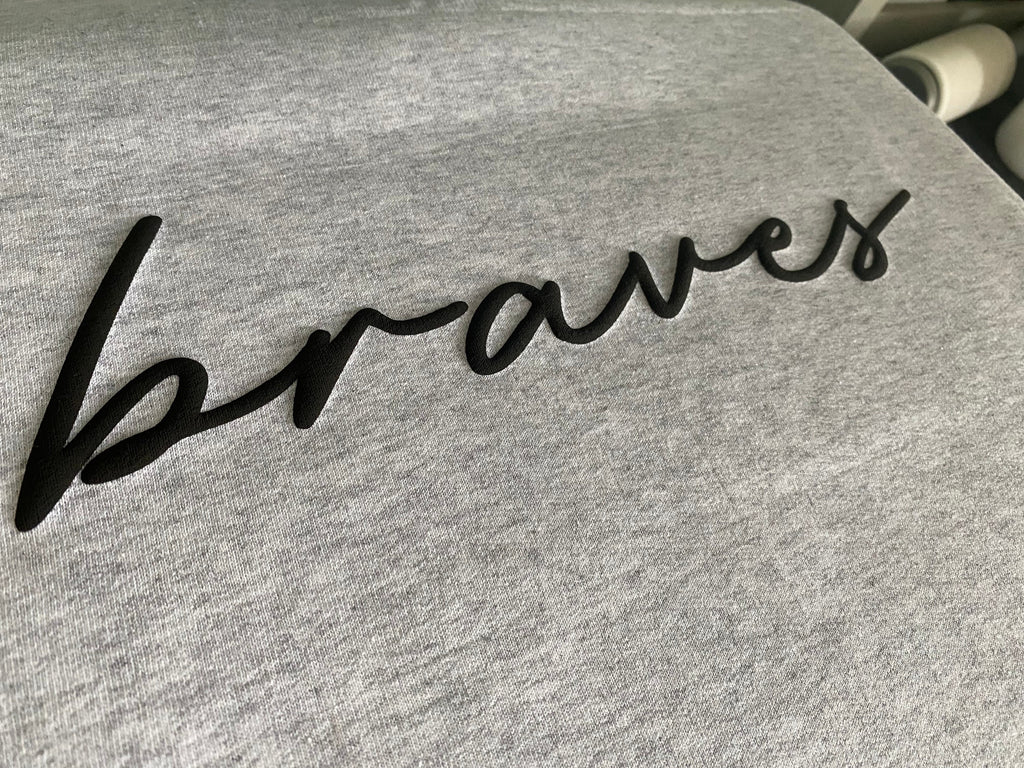 Personalized puff vinyl crewneck