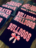 Team name plaid  with bow tee shirt for game day add your own team name and colors