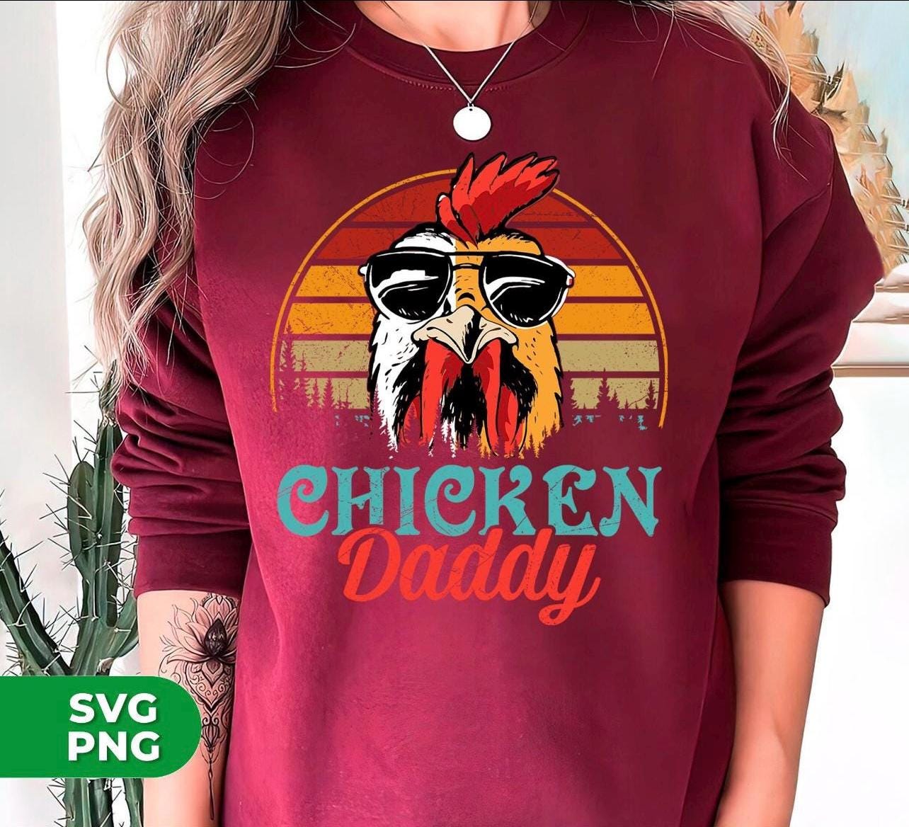 Chicken daddy graphic tee shirt for chicken lovers