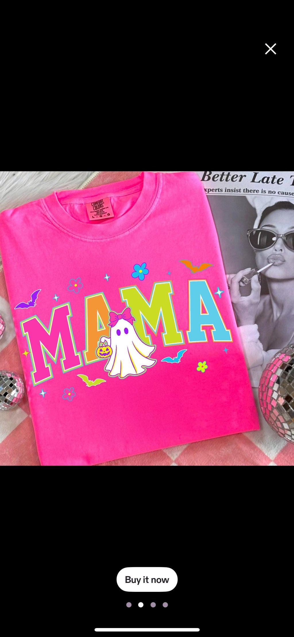 Spooky neon ghost  mama  graphic crewneck sweatshirt or tee for Halloween/ fall season trendy preppy flashy cute graphic