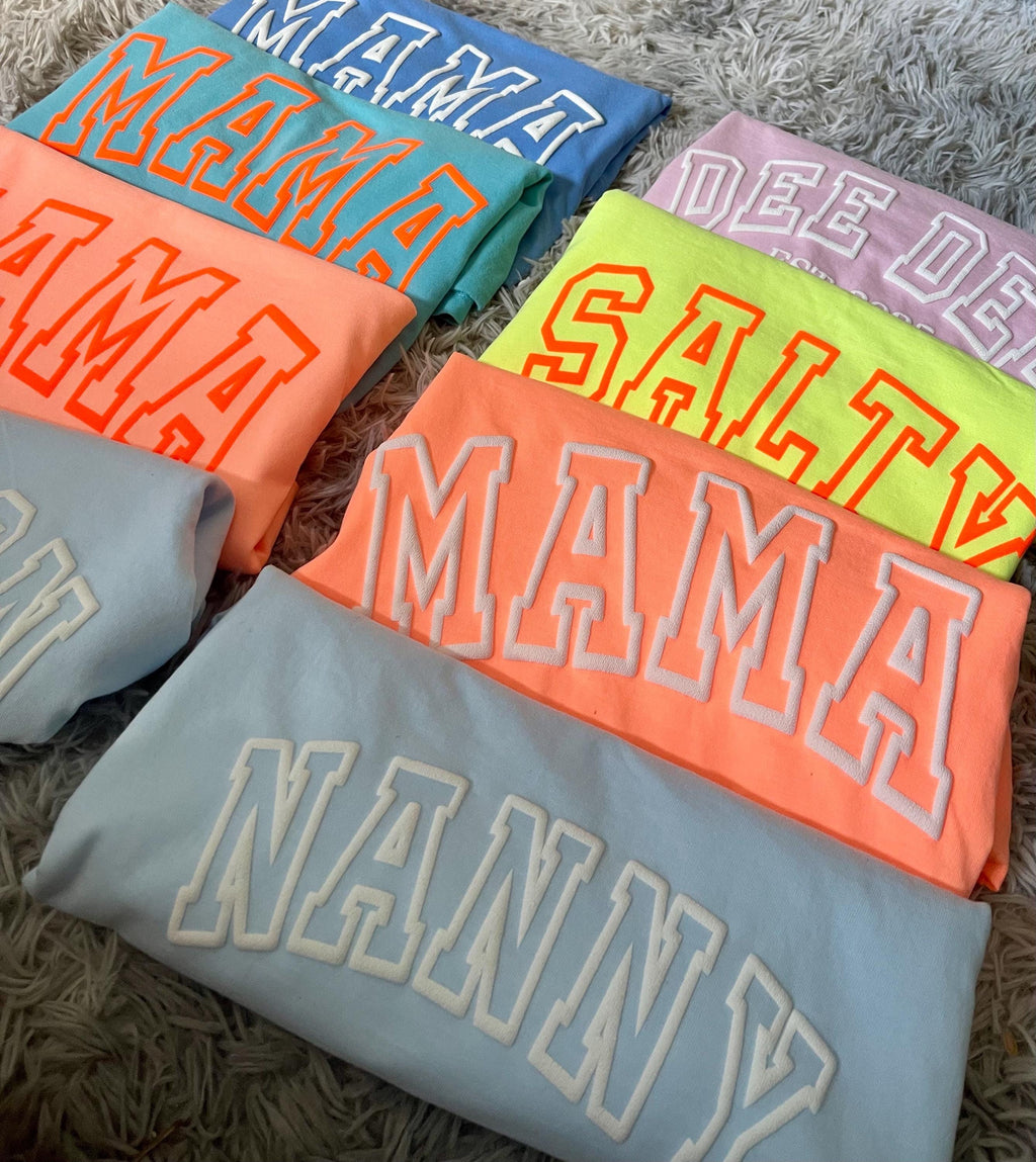 Personalized  puff print tees with any name and any color tee or puff!