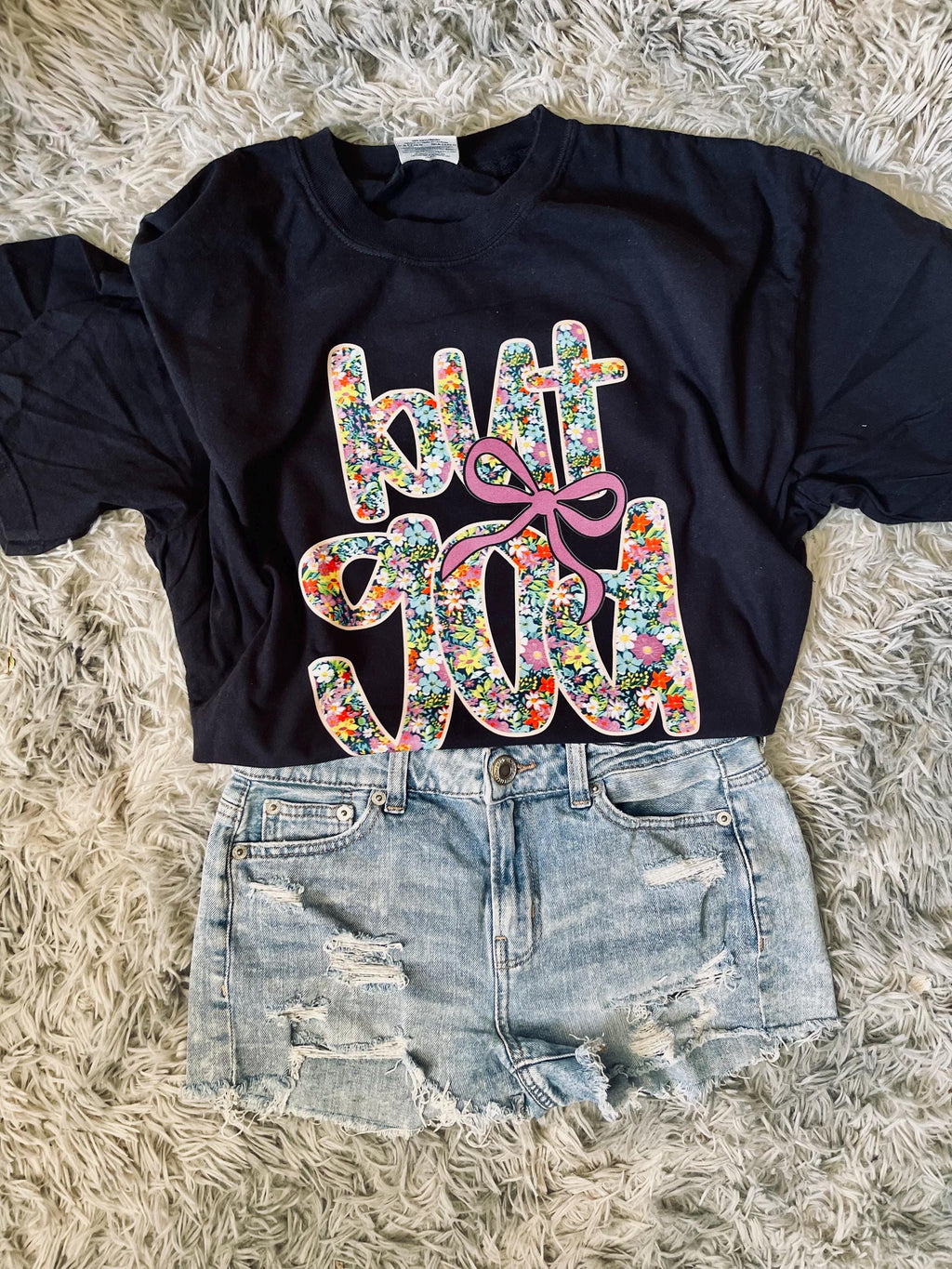 But God graphic tee shirt floral font Christian preppy tee shirt spring tee