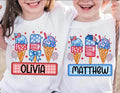 Personalized sibbling Fourth of July tee shirts