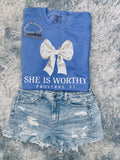 She is worthy Christian proverbs tee shirt