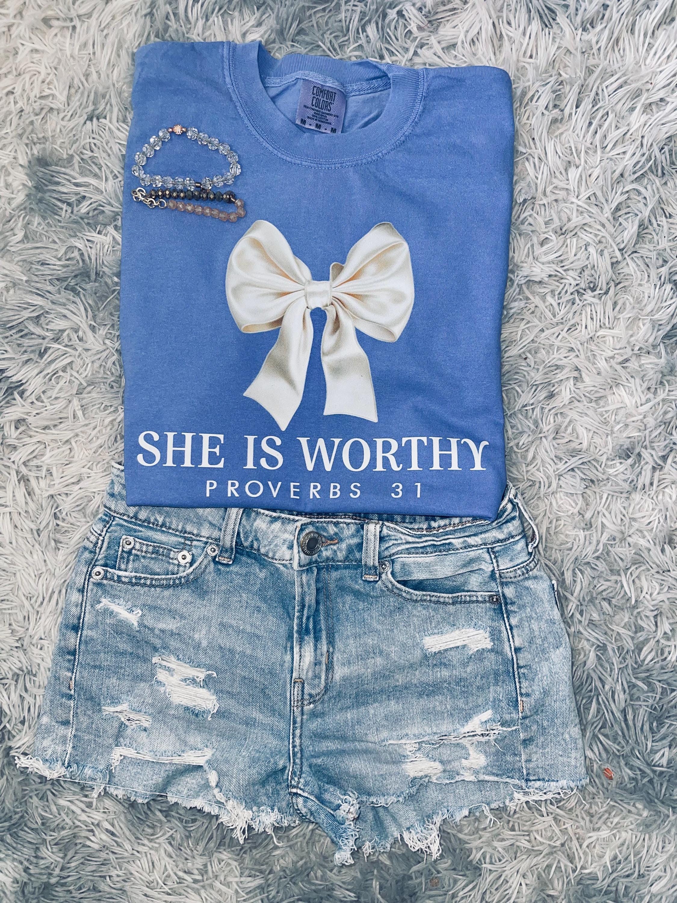 She is worthy Christian proverbs tee shirt