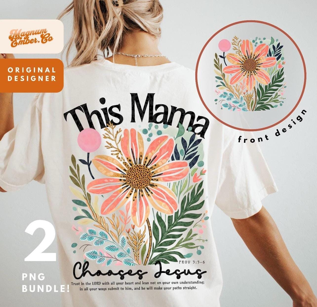 This mama chases Jesus graphic tee shirt floral font Christian preppy tee shirt spring tee mama tee Mother’s Day tee