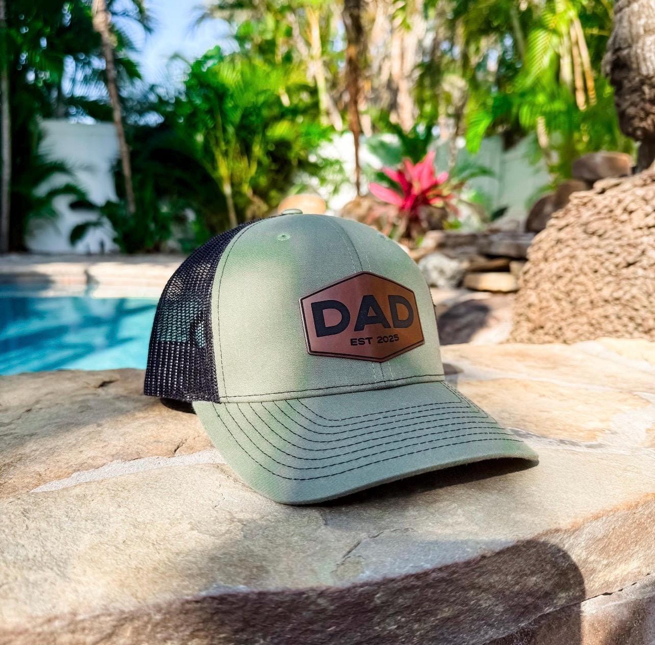 personalized Richardson snap back hats with logo engraved on the leather patches for dad on Father’s Day