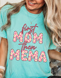 First mom then “title” personalized graphic preppy floral name tee shirt for Mother’s Day for grandparents