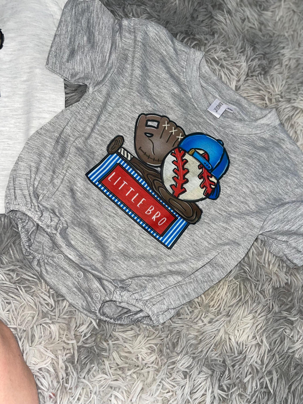 Baseball sibling bubble romper or tee shirt sister or brother baseball sibling tee shirt