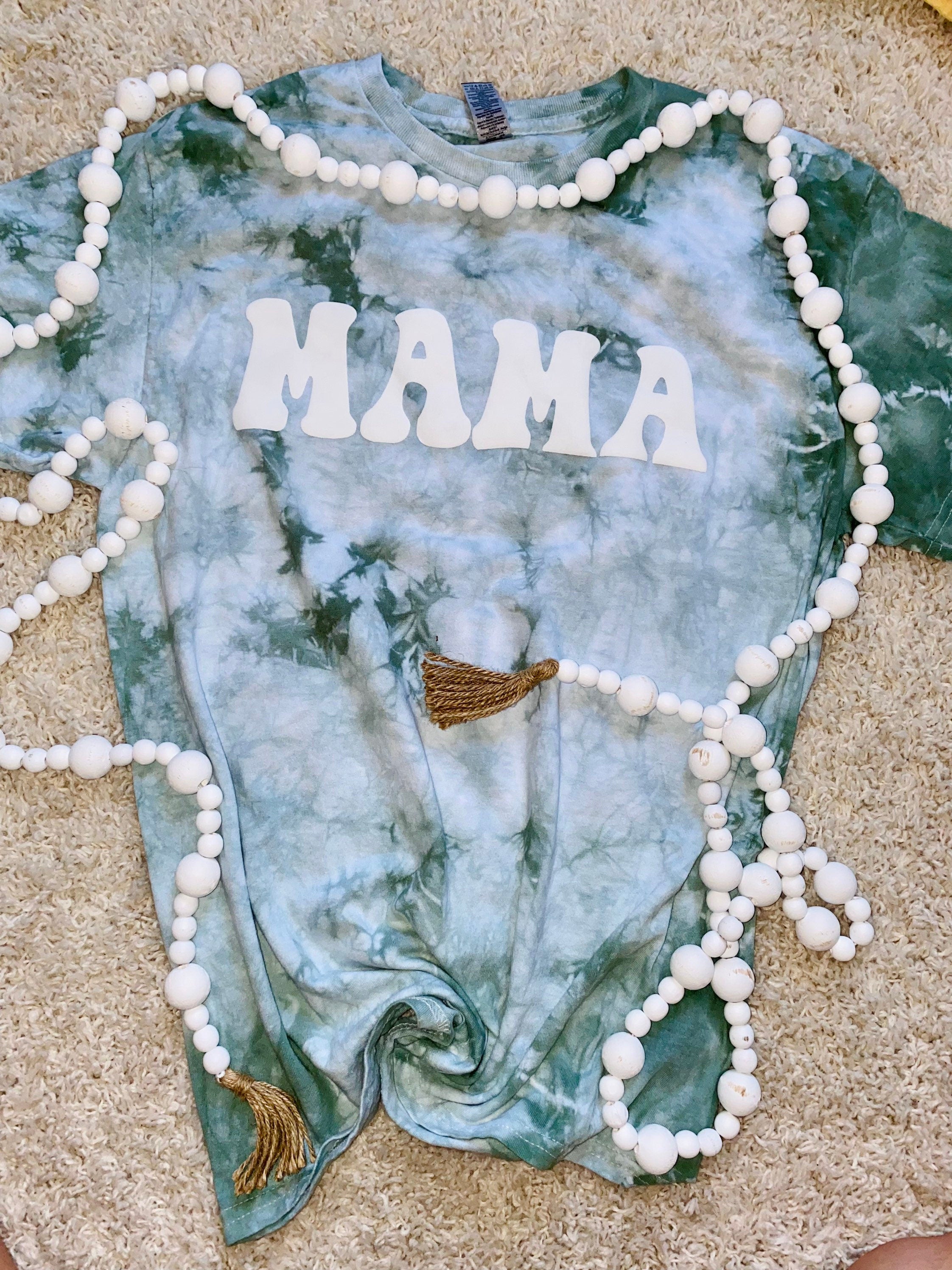 Mama tie dye t shirt puff print lettering
