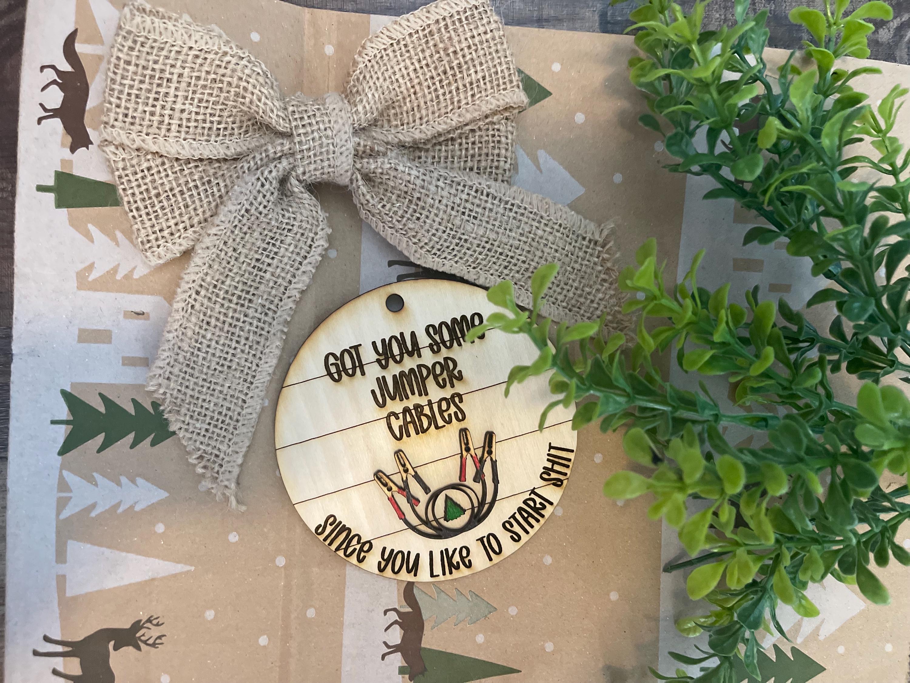 Funny gag Christmas ornament cheap affordable gag gift for Christmas jumper cable ornament start shit funny gift for your Christmas tree