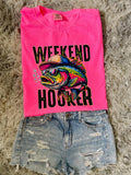 Weekend hooker graphic tee shirt fishing tee shirt funny fishing tee