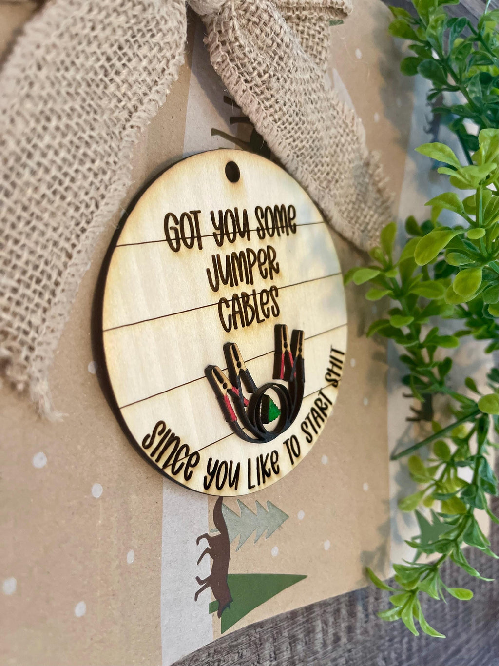 Funny gag Christmas ornament cheap affordable gag gift for Christmas jumper cable ornament start shit funny gift for your Christmas tree