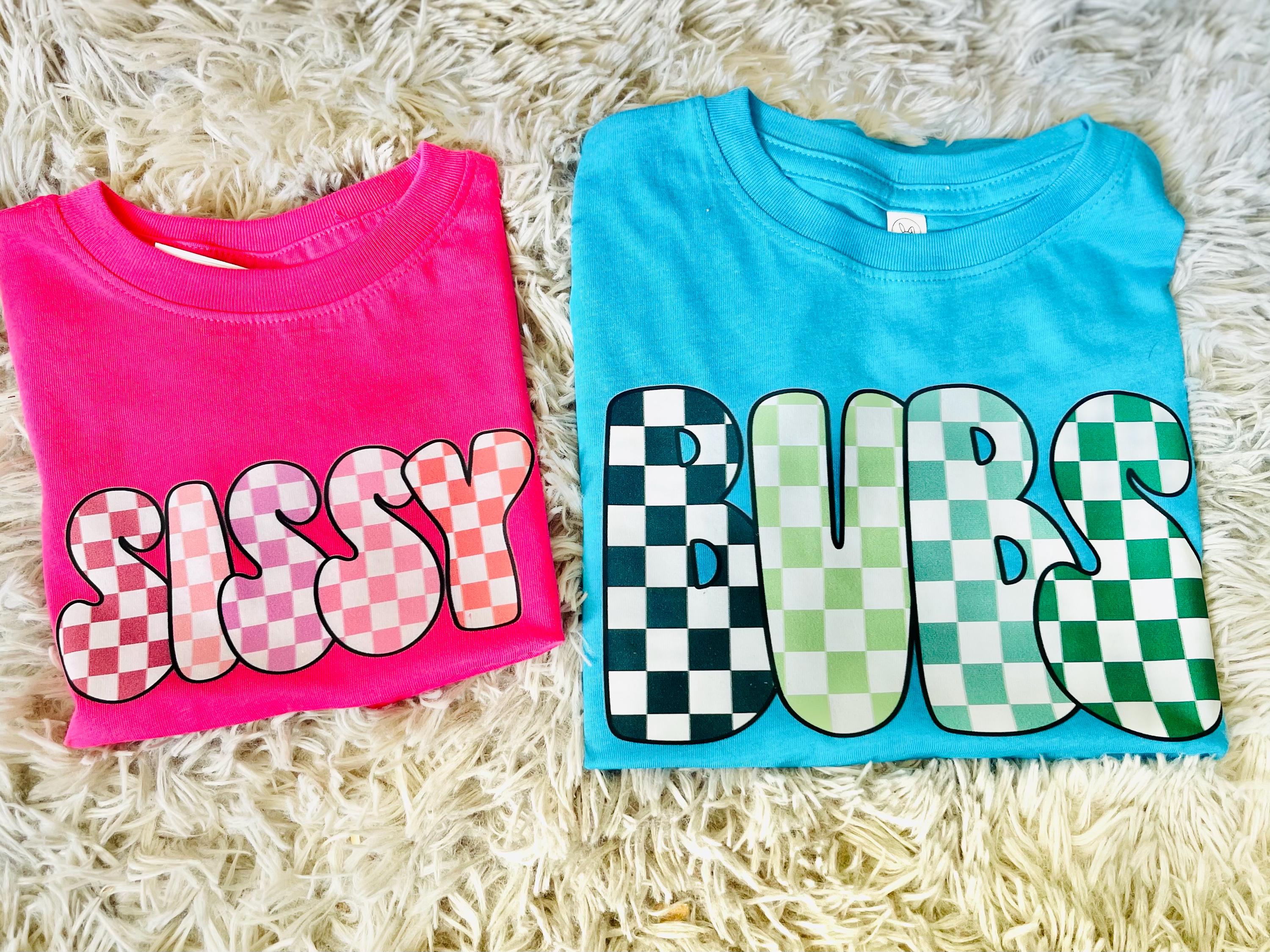 bubs and sissy plaid preppy graphic tee shirt for youth and toddler sizes