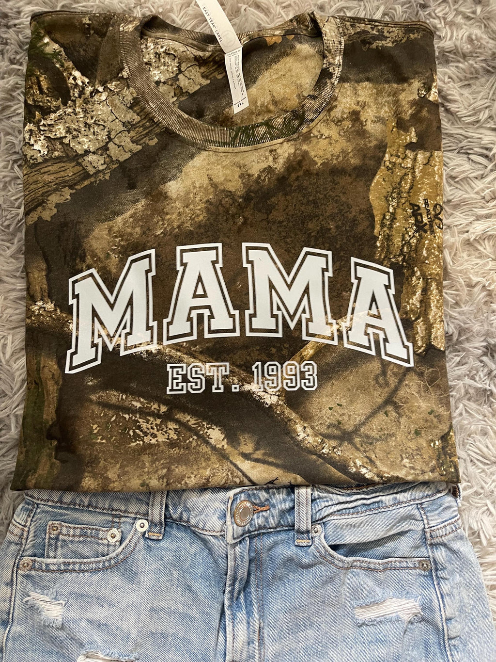 CAMO mama tee shirt with est date
