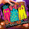 Spooky neon ghost   graphic crewneck sweatshirt for Halloween/ fall season trendy preppy flashy cute graphic