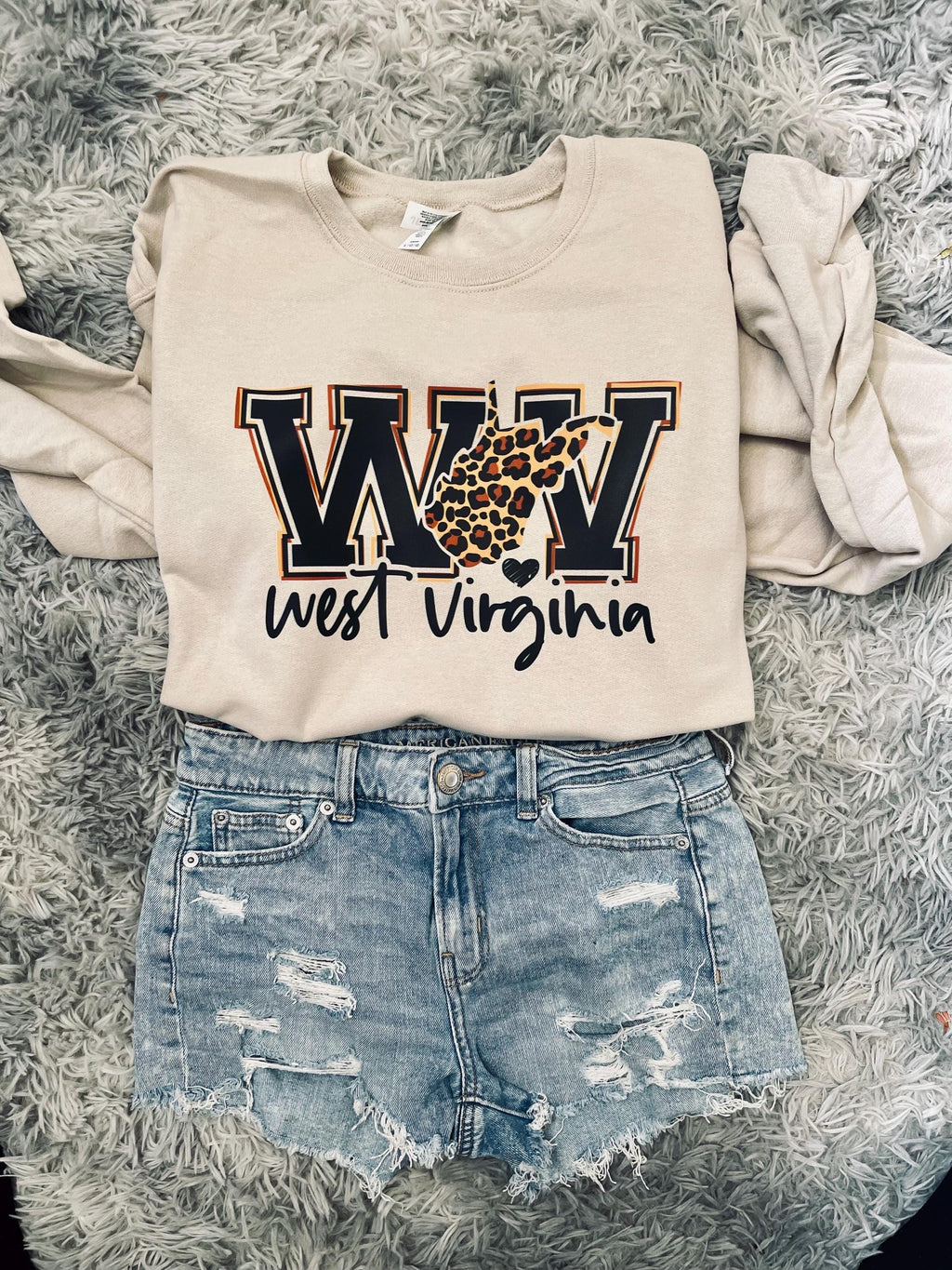 Leopard print state crewnecks graphic crewnecks with your own state of choice