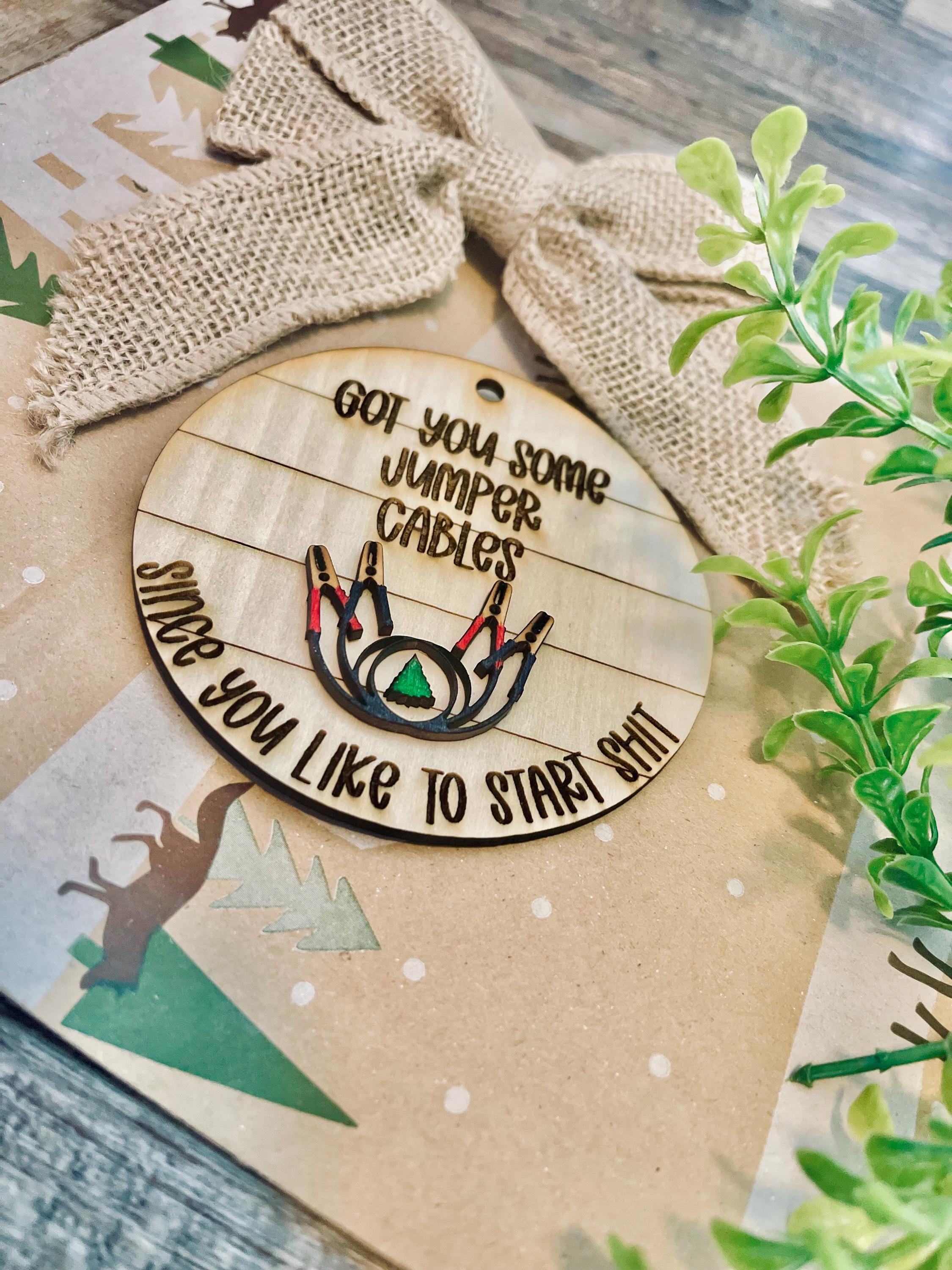 Funny gag Christmas ornament cheap affordable gag gift for Christmas jumper cable ornament start shit funny gift for your Christmas tree