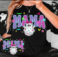 Spooky neon ghost  mama  graphic crewneck sweatshirt or tee for Halloween/ fall season trendy preppy flashy cute graphic