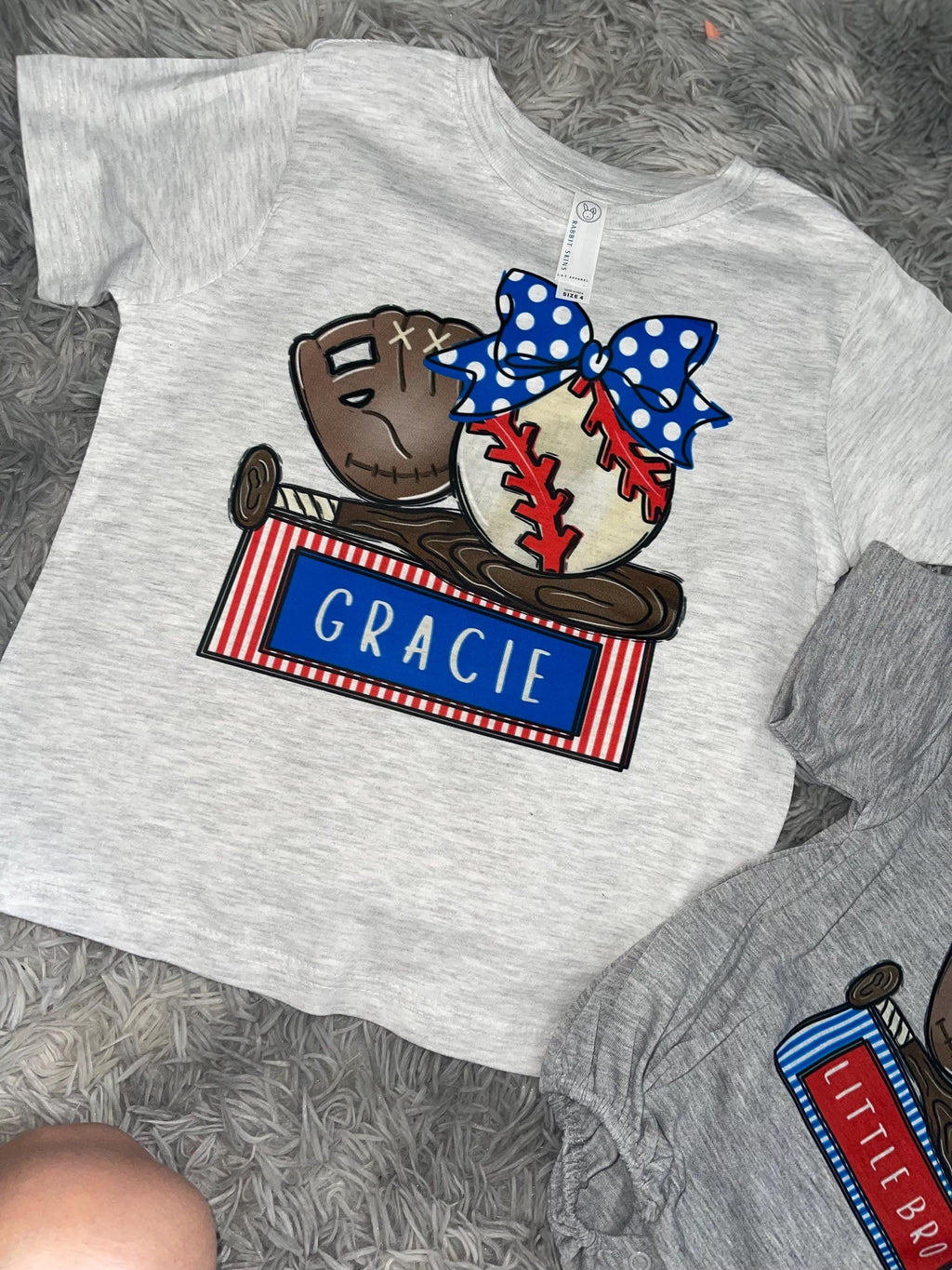 Baseball sibling bubble romper or tee shirt sister or brother baseball sibling tee shirt