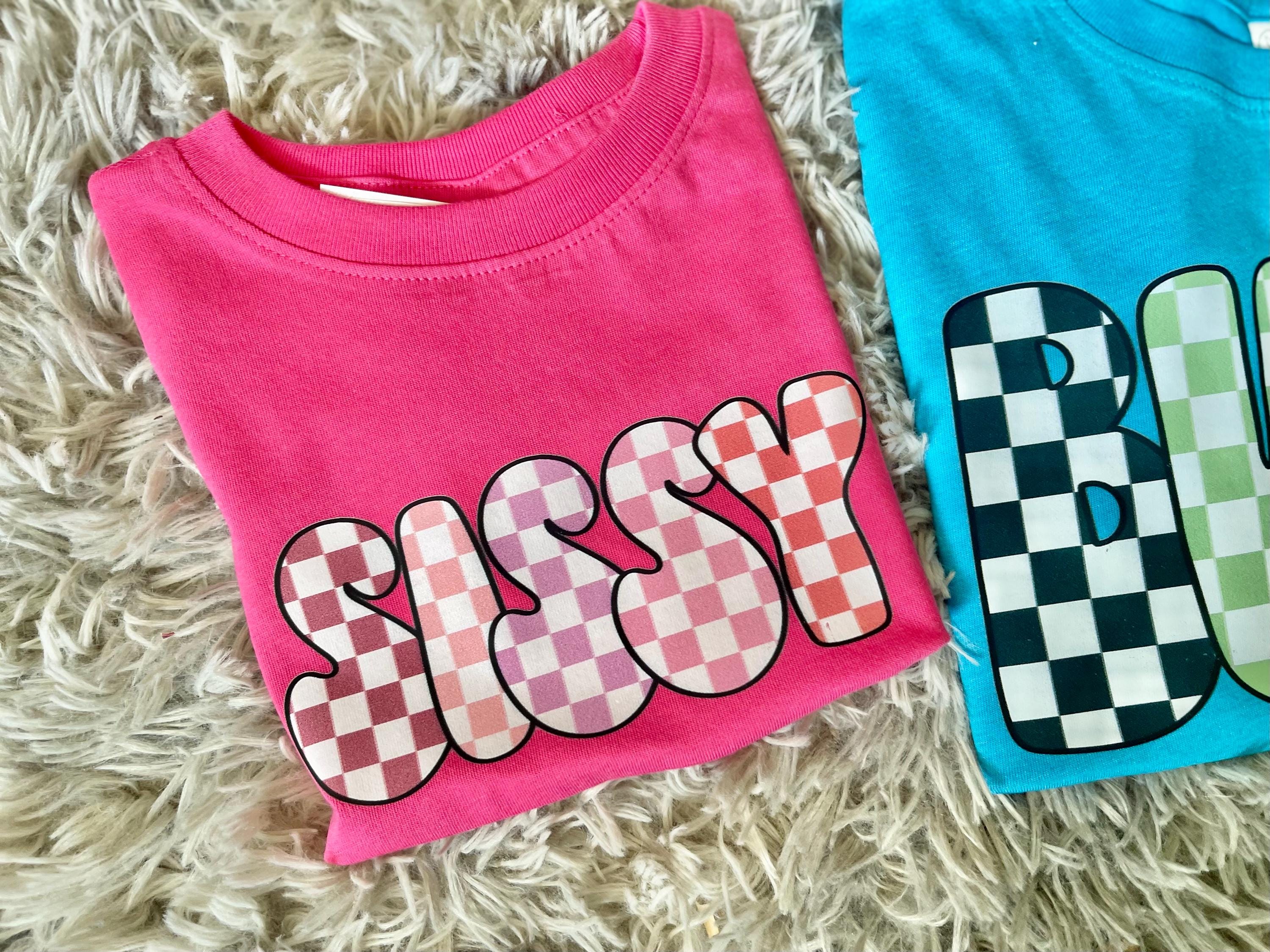 bubs and sissy plaid preppy graphic tee shirt for youth and toddler sizes