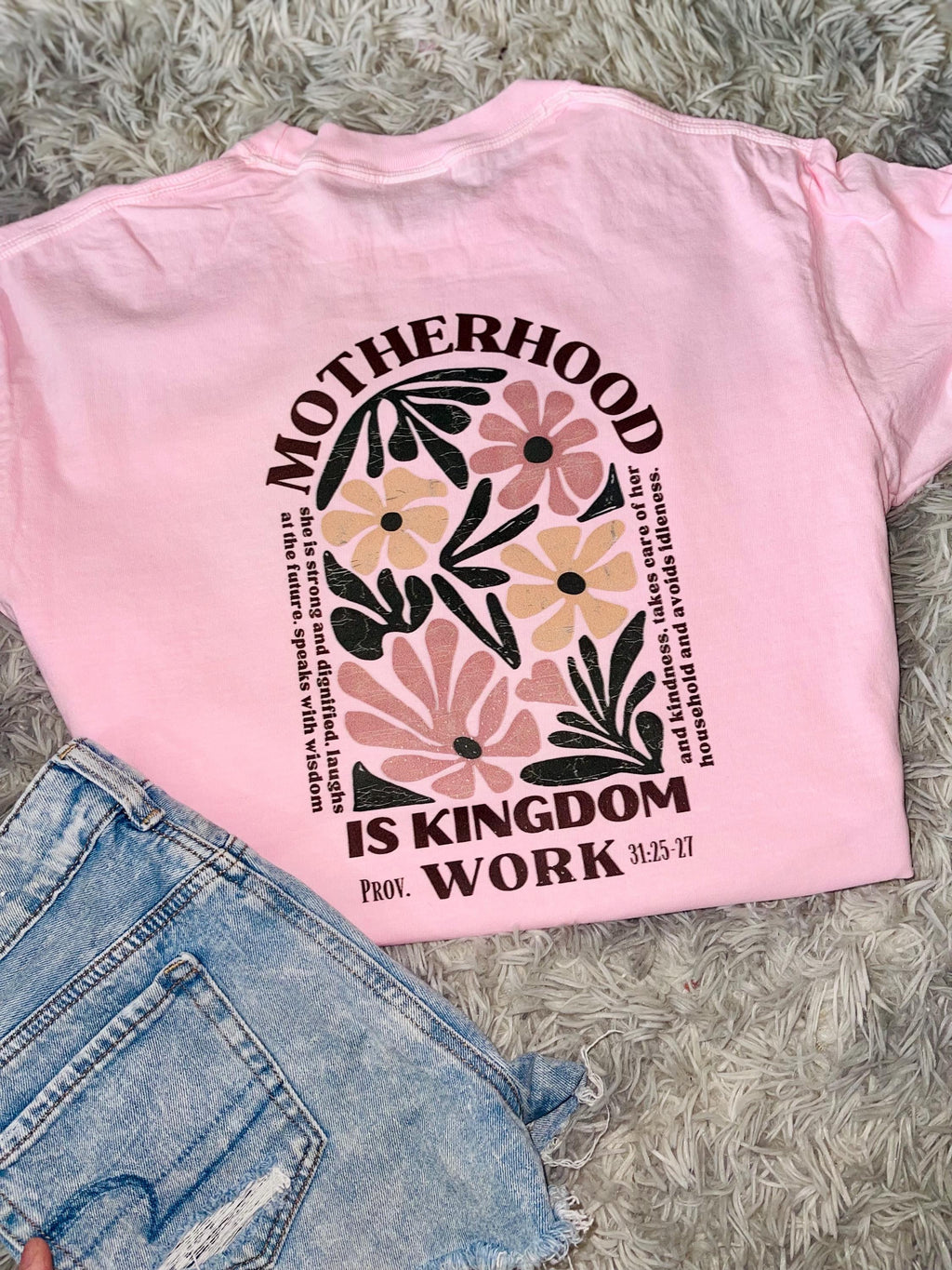 Motherhood is kingdom work comfort colors tee shirt Mother’s Day graphic tee shirt Christian tee shirt
