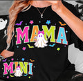 Spooky neon ghost  mama  graphic crewneck sweatshirt or tee for Halloween/ fall season trendy preppy flashy cute graphic