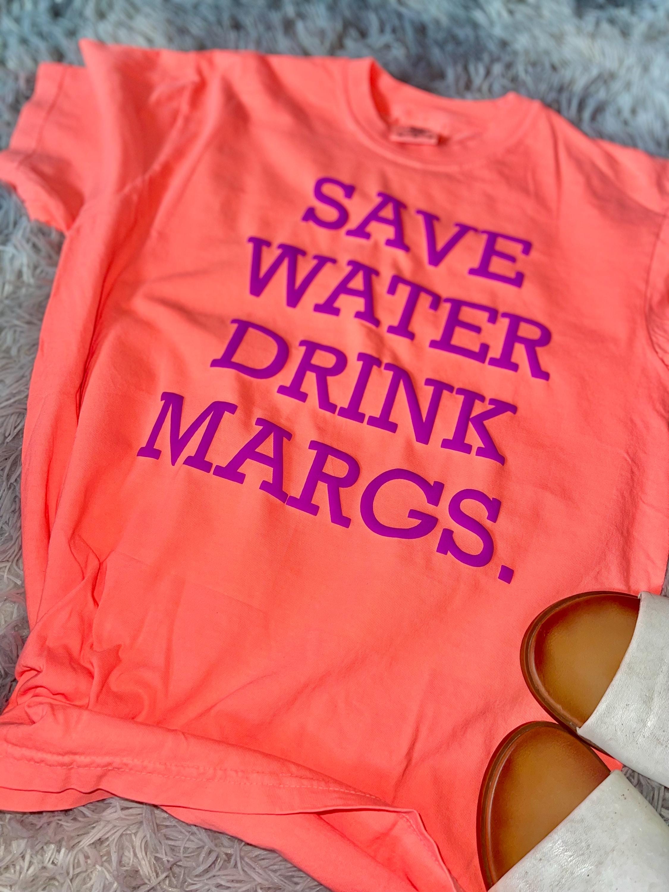 Save water drink margs summer time neon comfort colors puff print tee