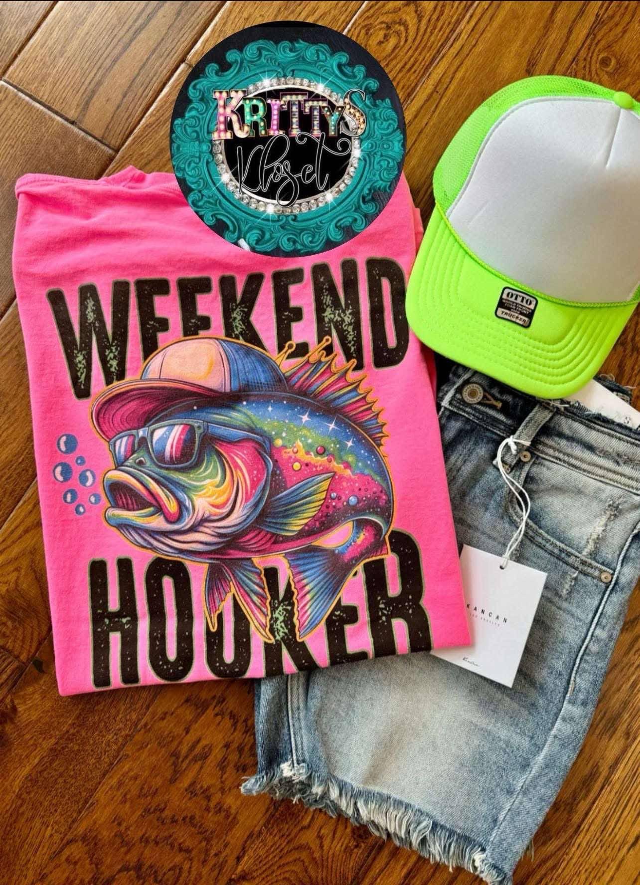 Weekend hooker graphic tee shirt fishing tee shirt funny fishing tee