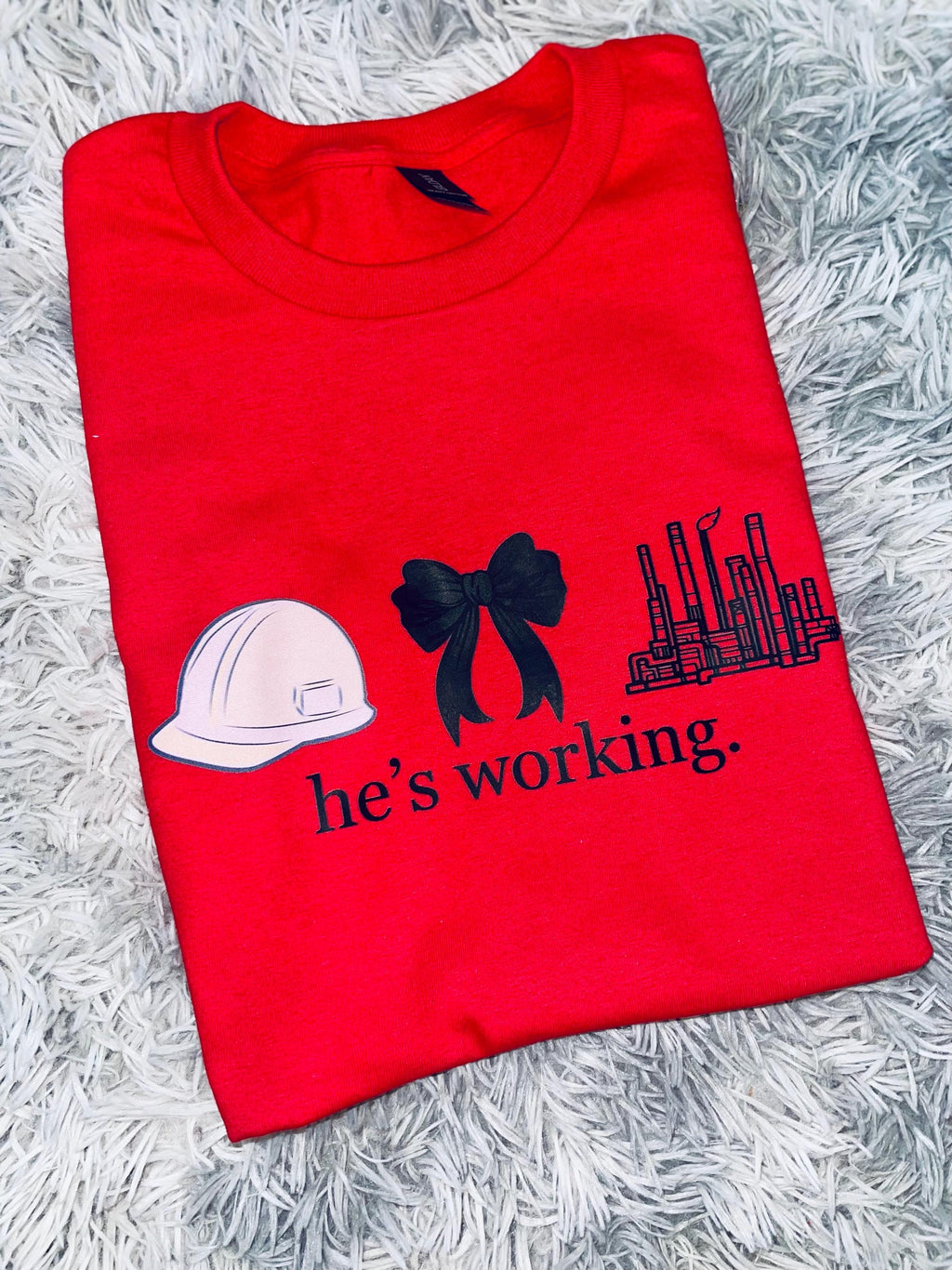 wives graphic tee shirt he’s working  profession tee shirt add your profession in the box