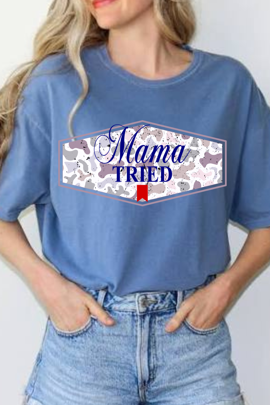 Mama tried ultra camo comfort color tee