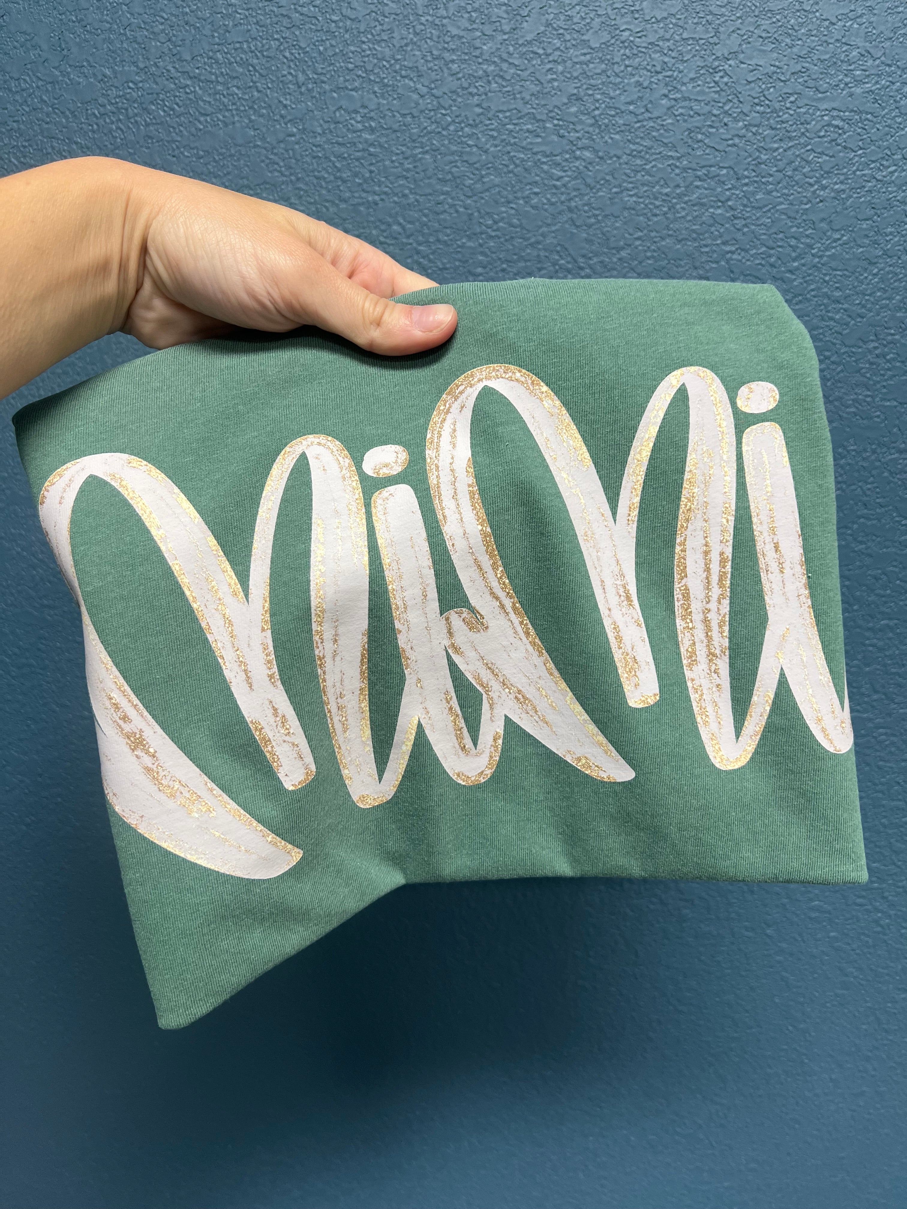 Personalized gold shimmer name tee