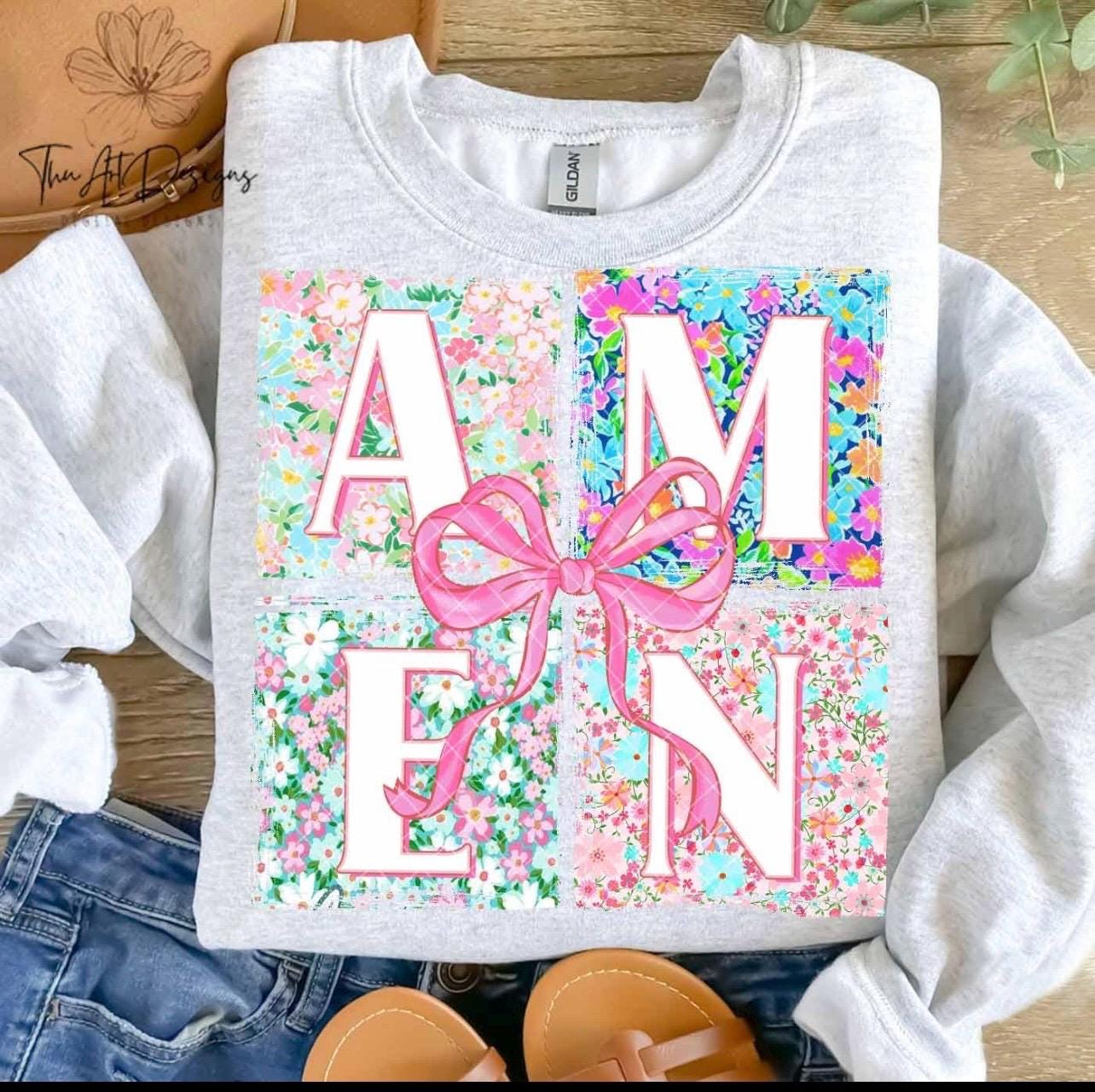 amen tee shirt floral font Christian preppy tee shirt spring tee trendy Christian tee shirt/ sweatshirt