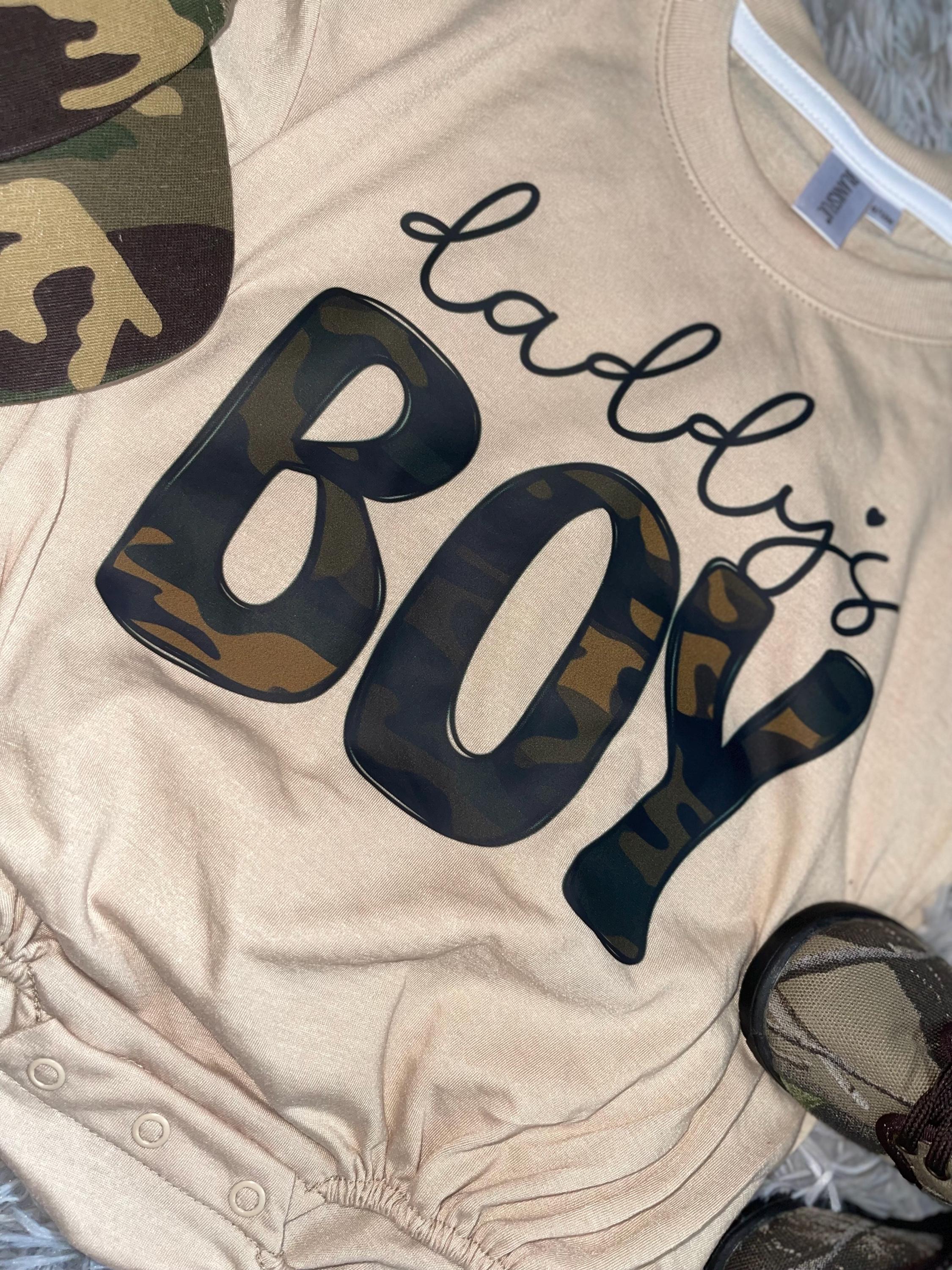 Daddy’s boy bubble romper for infant and toddlers camo design for little boys