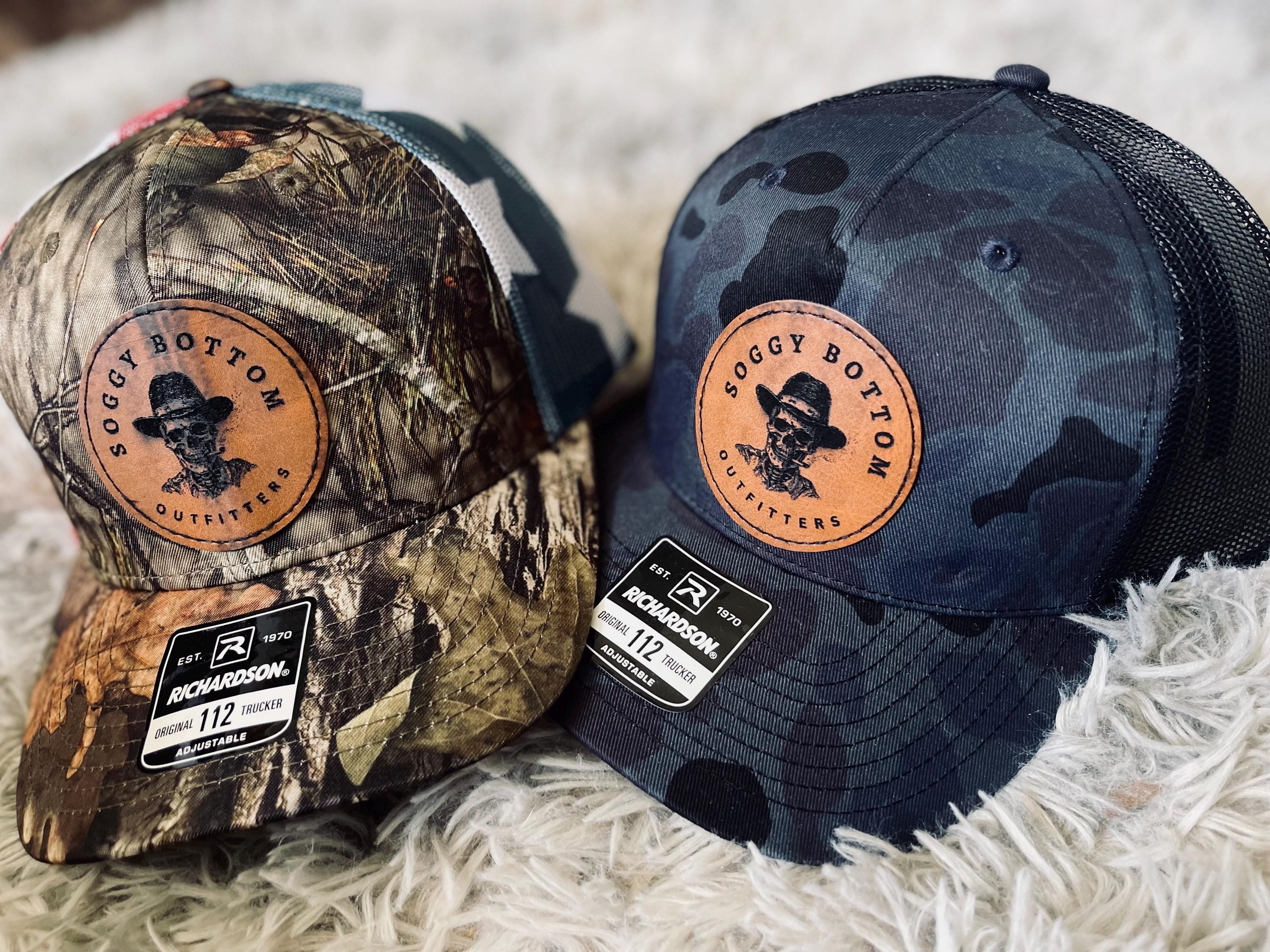 personalized Richardson snap back hats with logo engraved on the leather patches for dad on Father’s Day
