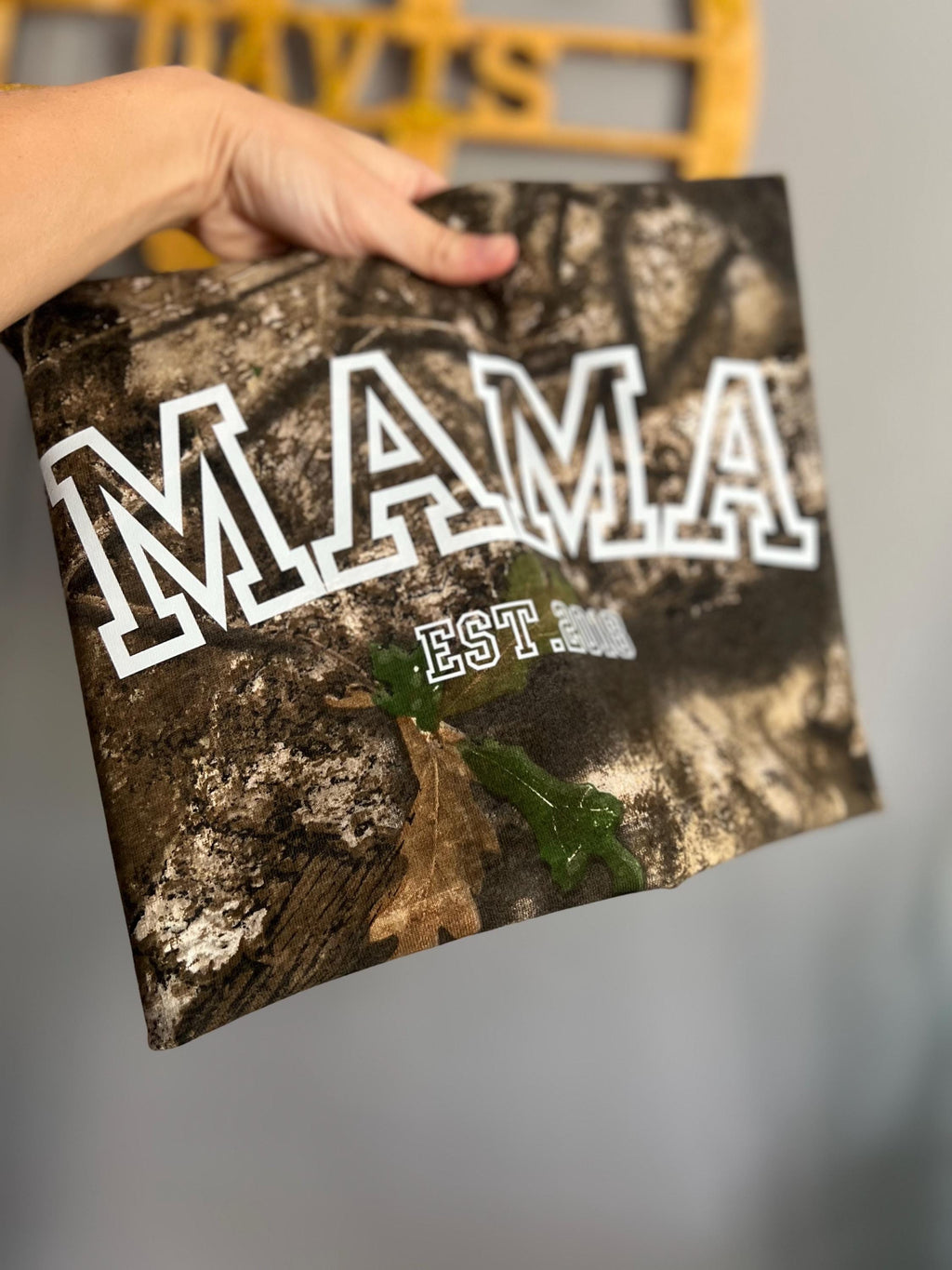 CAMO mama tee shirt with est date