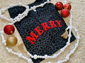 Merry puff print t shirt on black leopard shirt