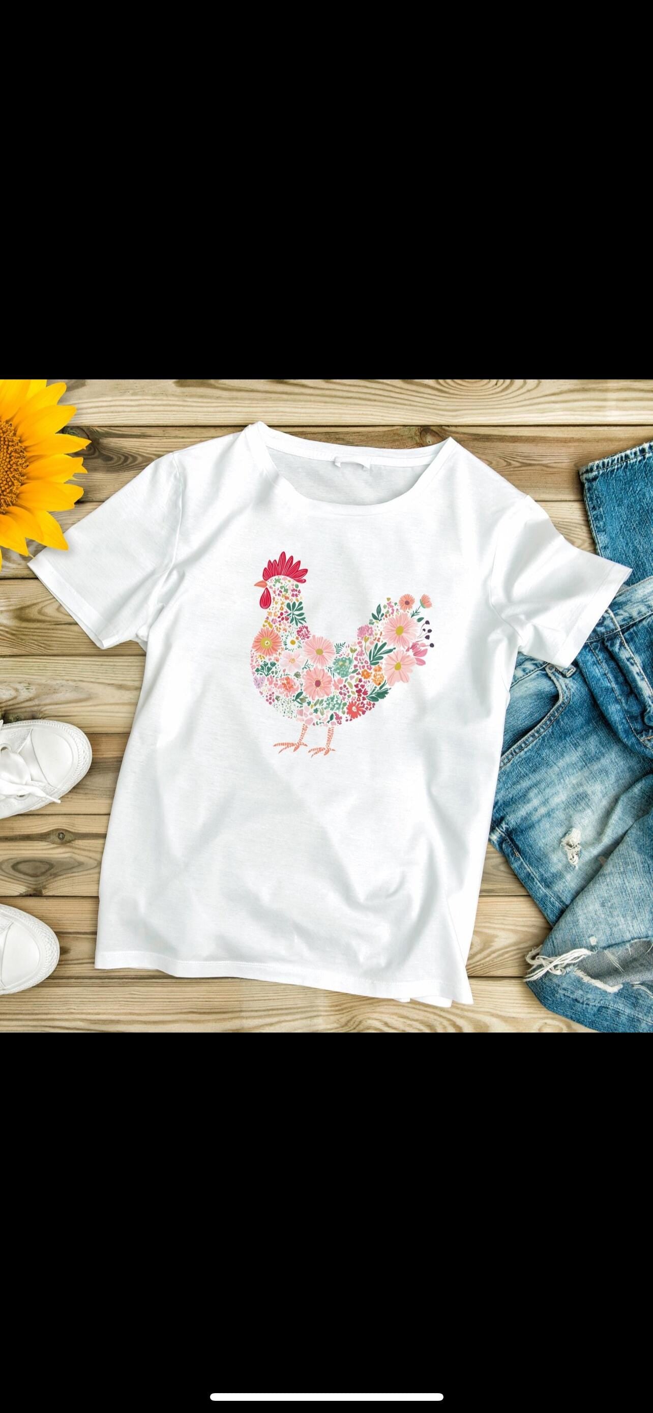 Spring floral chicken tee comfort colors unisex sized spring floral graphic tee