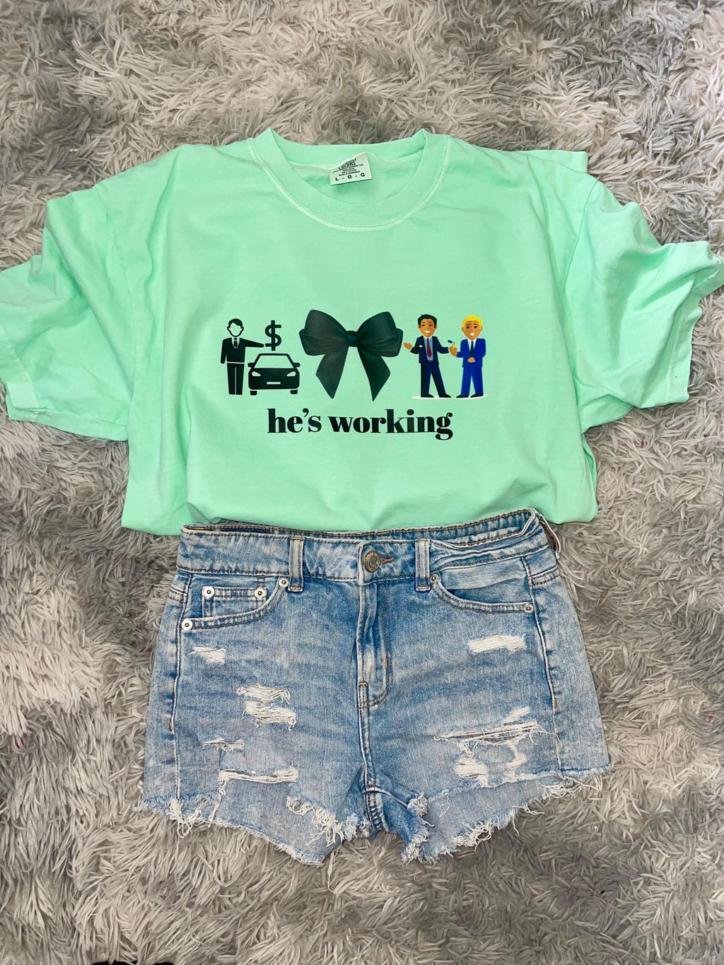wives graphic tee shirt he’s working  profession tee shirt add your profession in the box