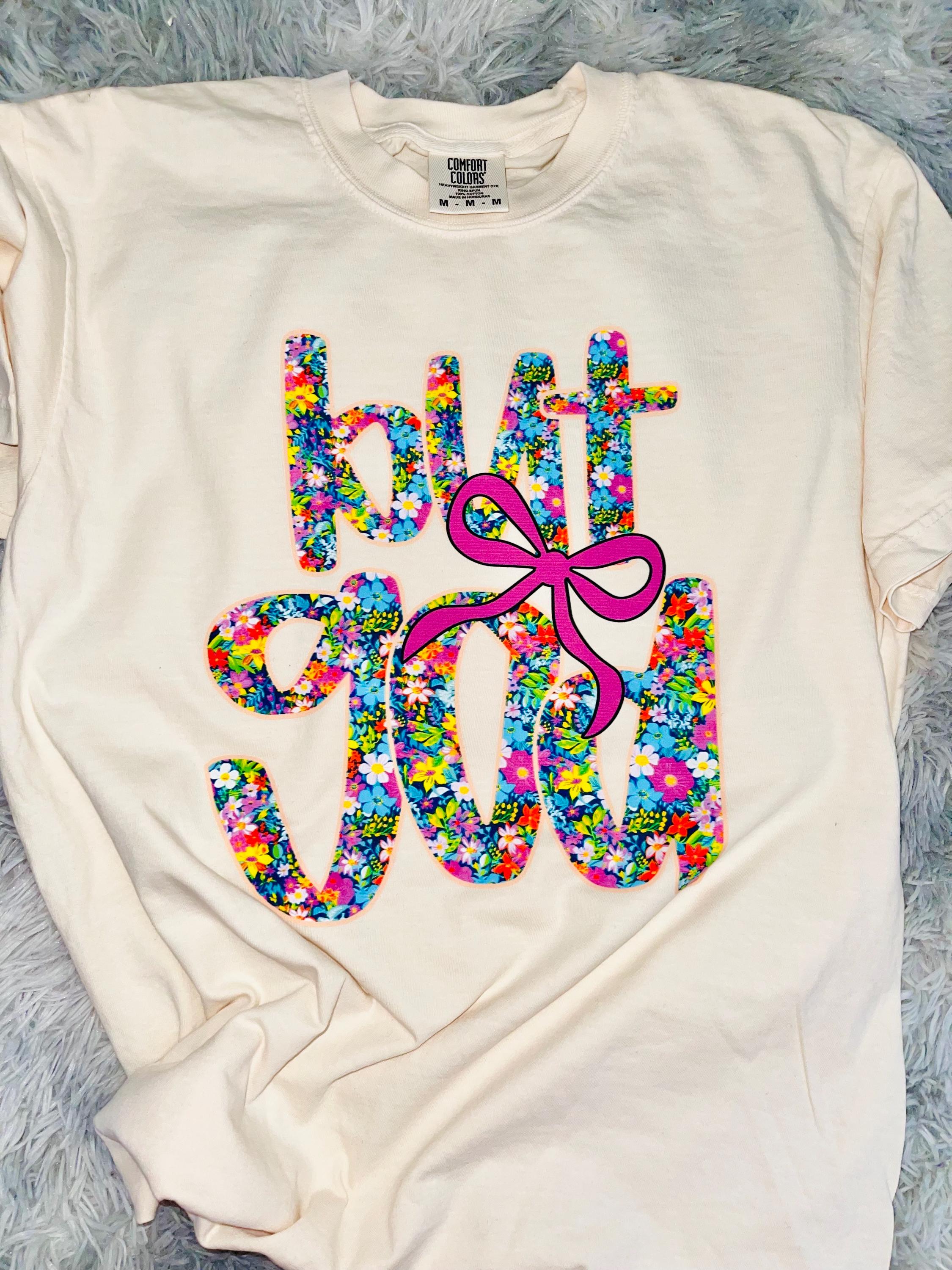 But God graphic tee shirt floral font Christian preppy tee shirt spring tee