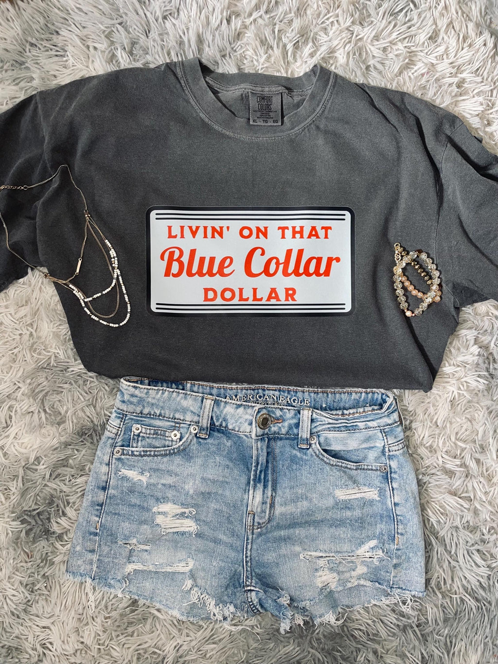 Blue collar dollar tee