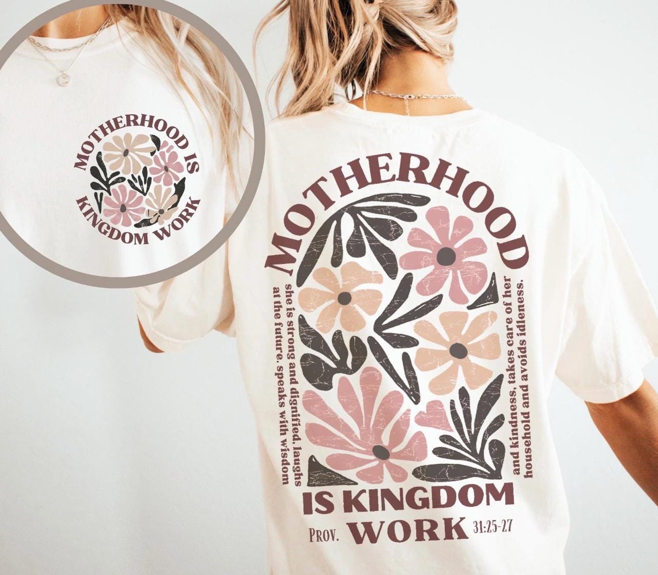 Motherhood is kingdom work comfort colors tee shirt Mother’s Day graphic tee shirt Christian tee shirt