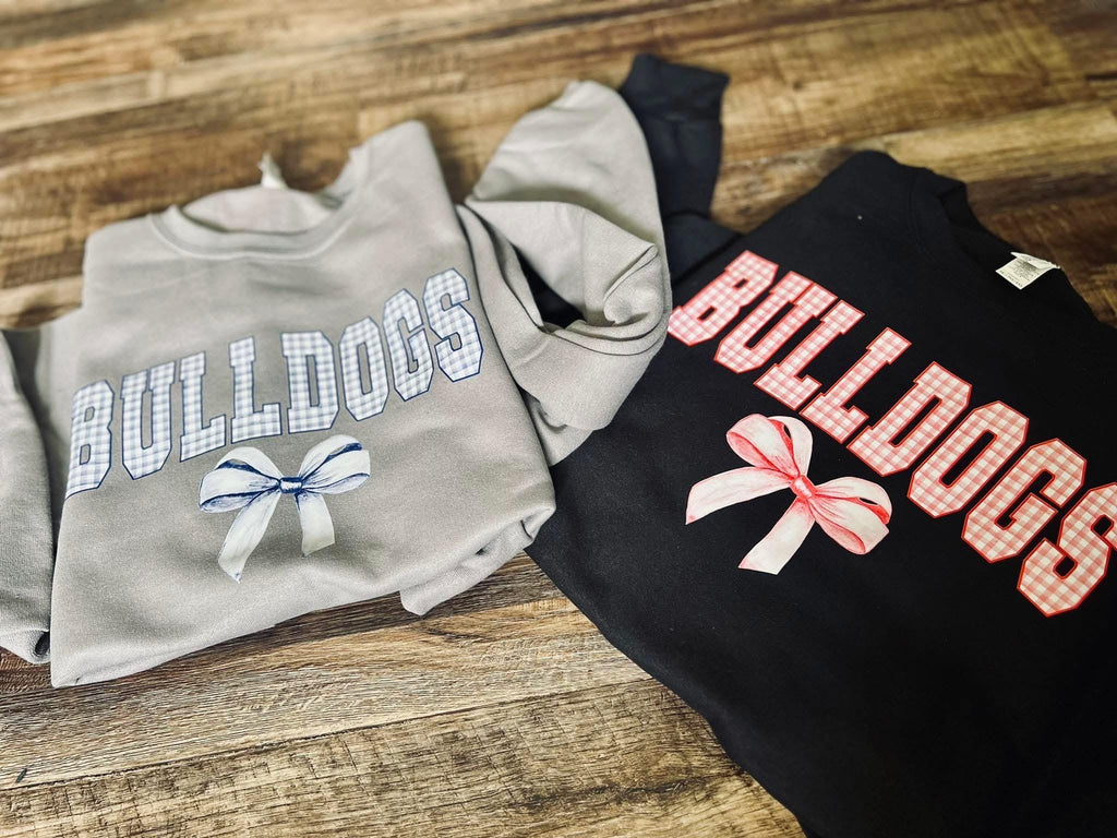 Team name plaid  with bow tee shirt for game day add your own team name and colors