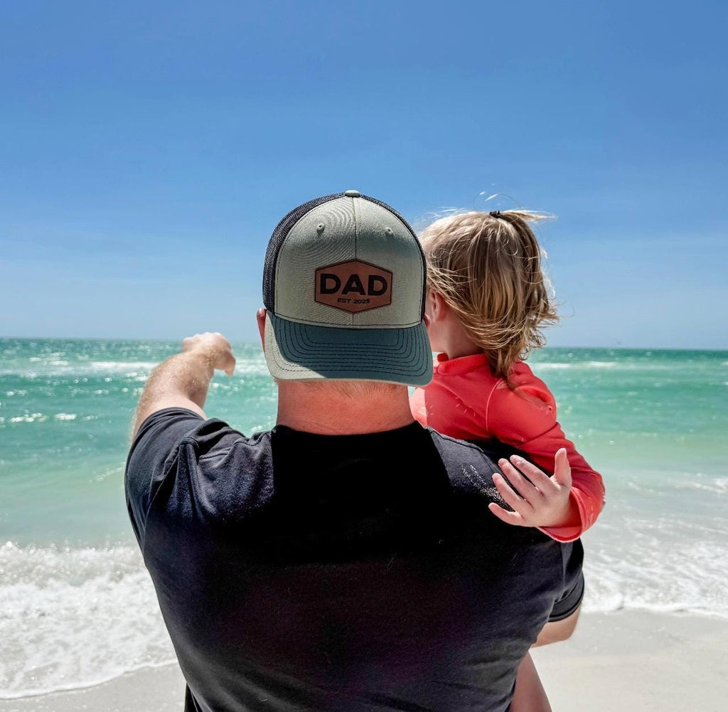 personalized Richardson snap back hats with logo engraved on the leather patches for dad on Father’s Day