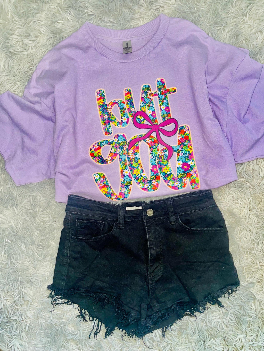 But God graphic tee shirt floral font Christian preppy tee shirt spring tee