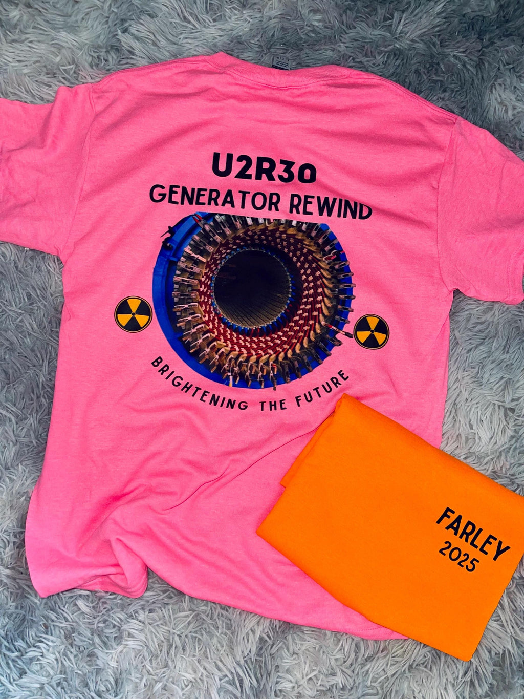 Nuclear plant company tee generator rewind personalized company name tee shirt with pocket