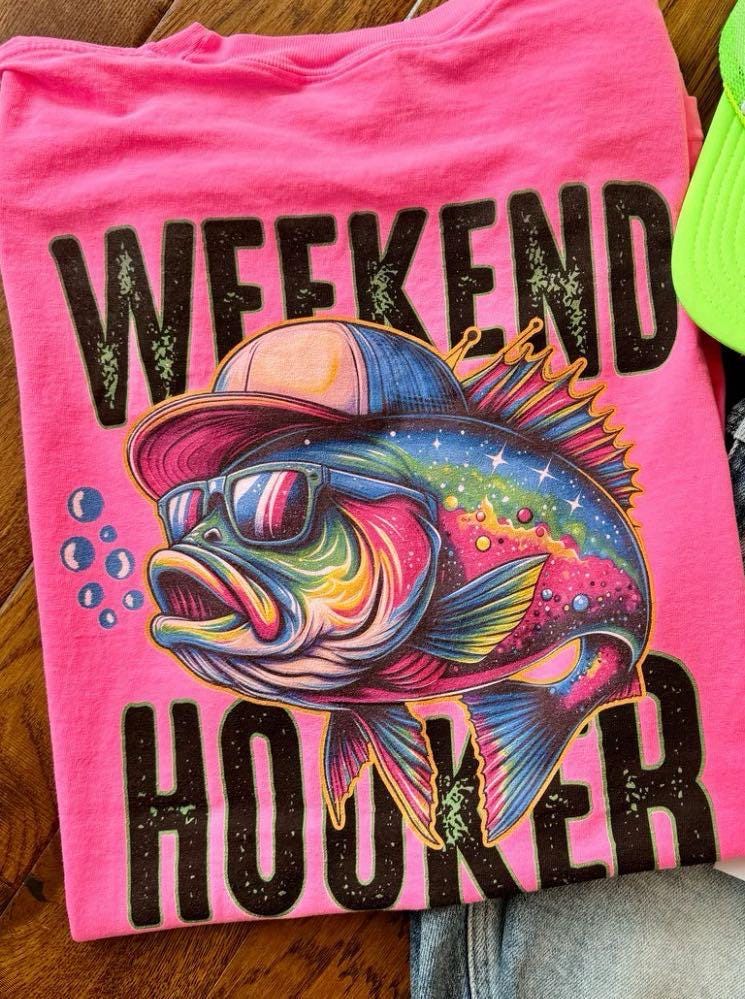 Weekend hooker graphic tee shirt fishing tee shirt funny fishing tee