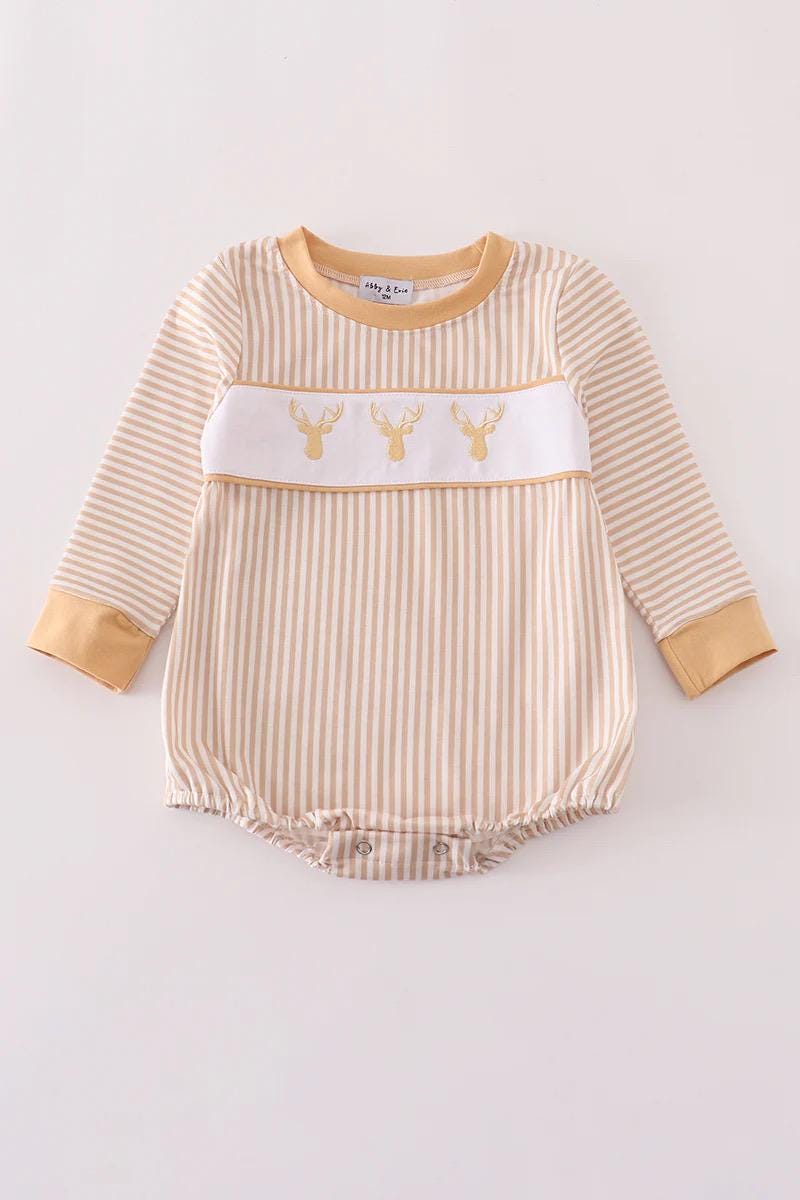 khaki deer embroidered outfit sets for baby/toddler/ kids matching outfits for fall for siblings bout and girl matching embroidered sets