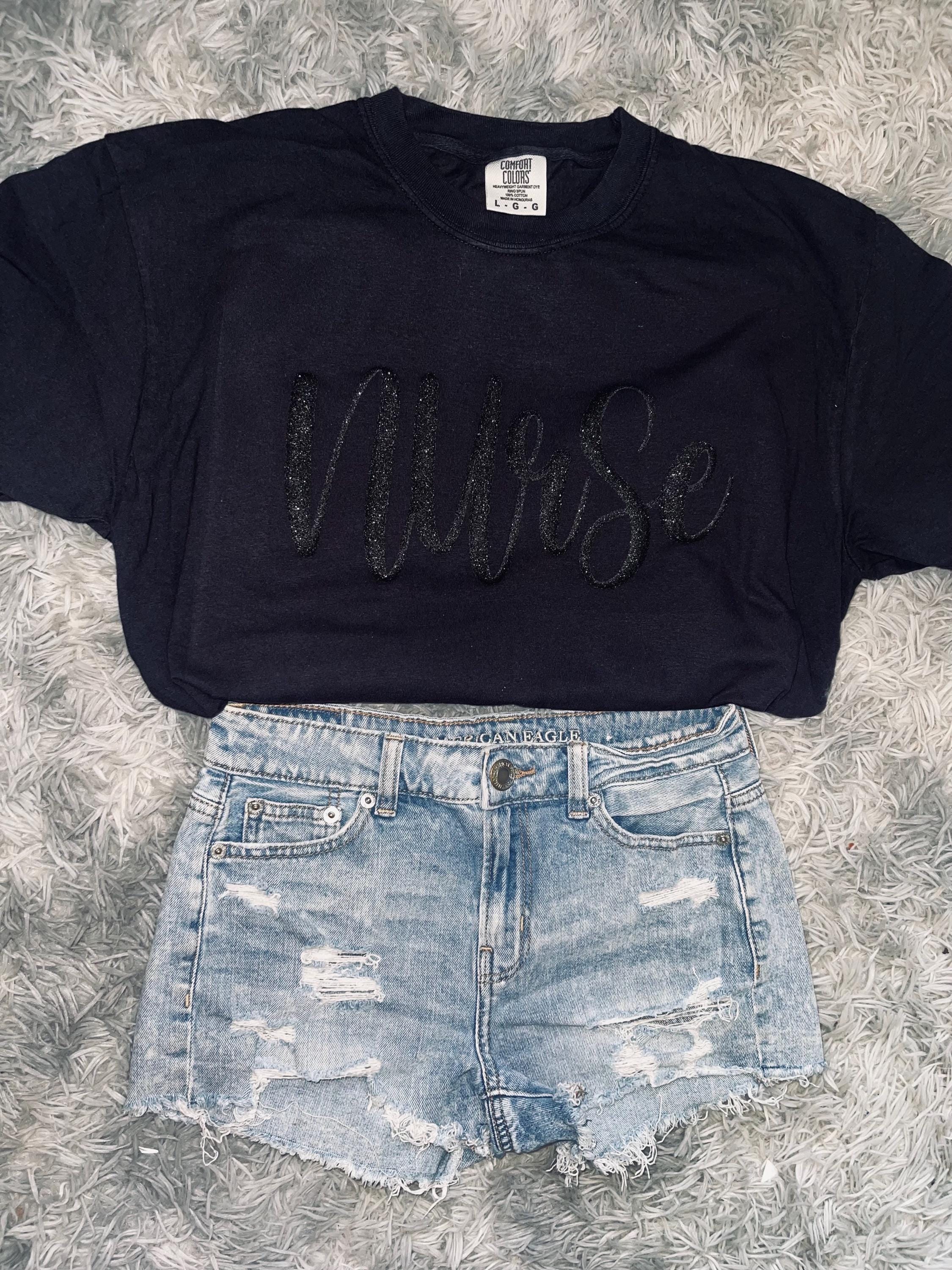 glitter puff tees personalized graphic name tees